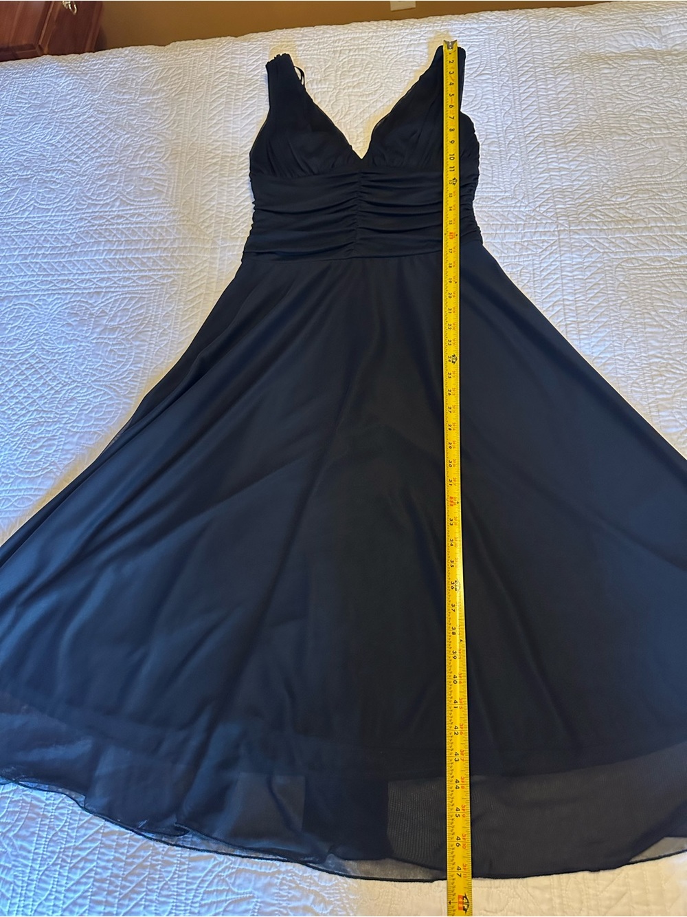 connected apparel Black V-Neck Ruched Midi Dress